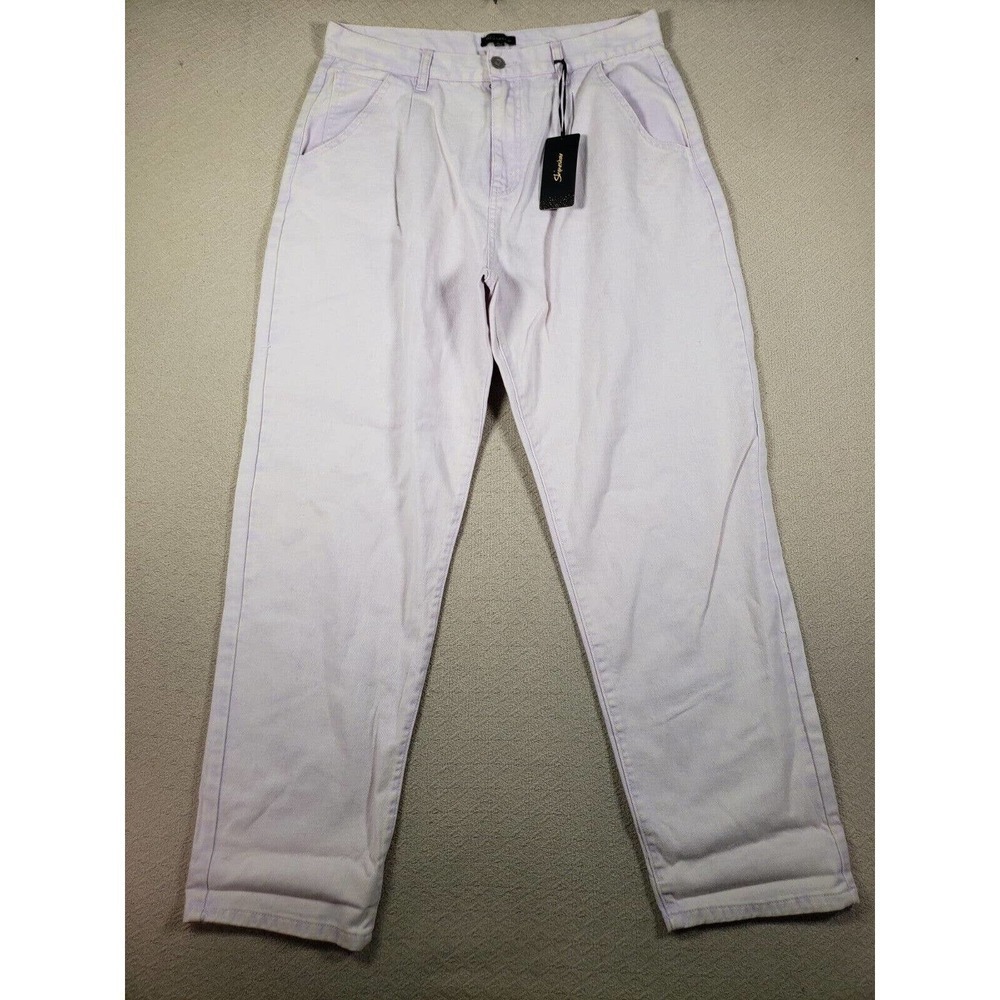 Shinestar Jeans Womens XL White High Rise Straight Leg Classiccore Slash Pockets